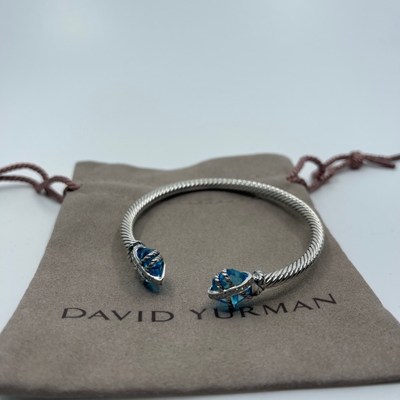 David Yurman Blue Topaz Cable Wrap Bangle - Picture 5 of 9
